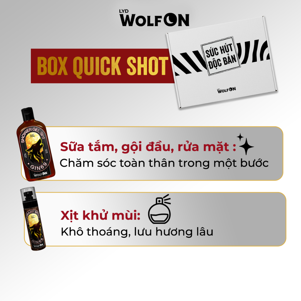Ảnh Bộ Quà Tặng LYD Wolf ON Box Quick Shot & Deep Shot - Sữa Tắm Tẩy Da Chết 350ml, Xịt Khử Mùi, Sữa Tắm Gội 3IN1 4