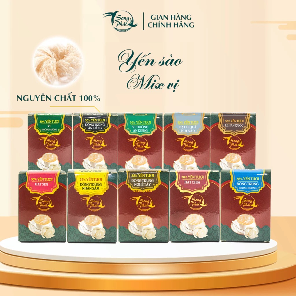 Combo Mix 6 hũ 70ml tùy chọn Tổ yến chưng Song Phát nguyên chất tốt cho sức khỏe