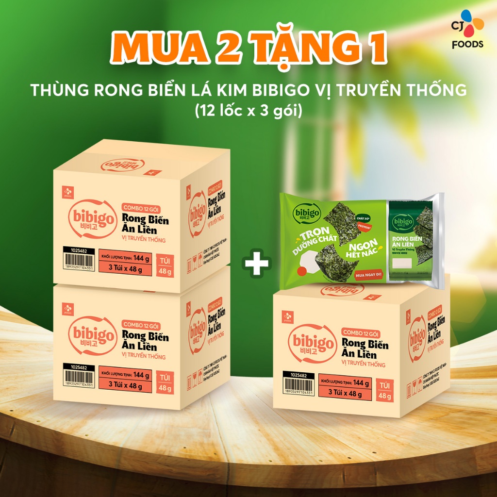 Ảnh COMBO siêu tiết kiệm Rong biển lá kim ăn liền Bibigo Hàn Quốc 1