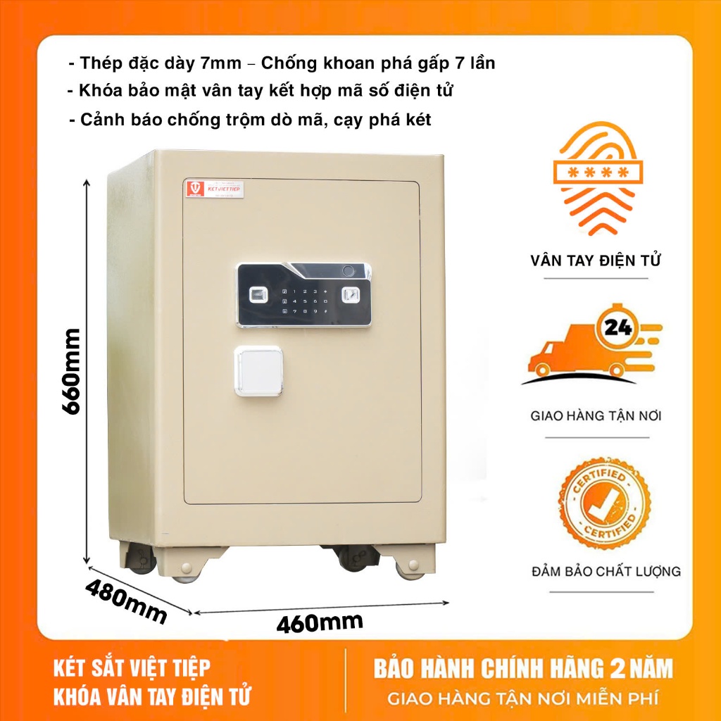 Két Sắt Việt Tiệp SC90VTDT Vân Tay Điện Tử Kết Nối Thông Minh Về Điện Thoại