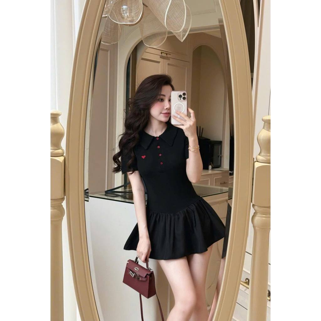 set váy nữ, đầm nữ polo hình tym ngực thoáng mát vải cotton mền mại co dãn Donna hcom25691
