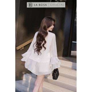 Set Đồ Tiểu Thư Thanh Lịch La Rosa Set Áo Sơ Mi Tơ Dài Tay Đính Hoa Mix Quần Short Trẻ Trung S833