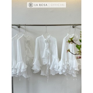 Set Đồ Tiểu Thư Thanh Lịch La Rosa Set Áo Sơ Mi Tơ Dài Tay Đính Hoa Mix Quần Short Trẻ Trung S833