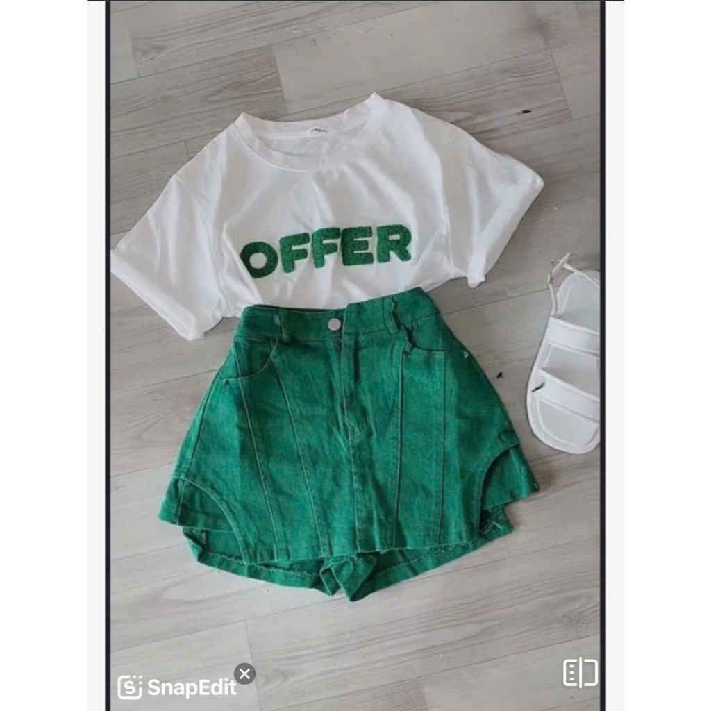 Sét bộ áo chữ offer mix chân váy kaki co dãn sành điệu đủ size mẹ và bé
