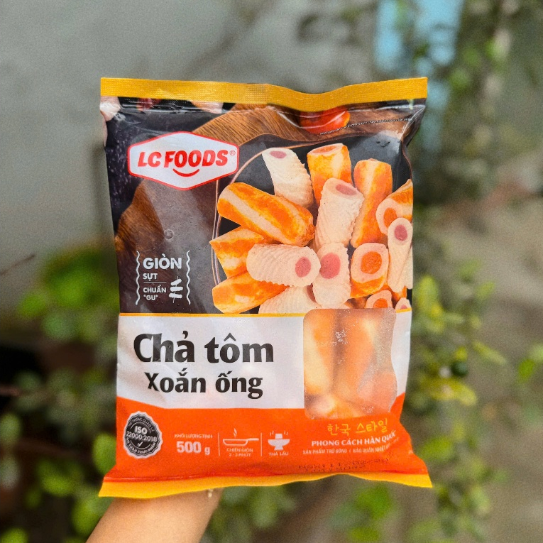 Tôm xoắn LcFood gói 500gram. Chả tôm xoắn ống viên chiên siêu tiện lợi,  thơm ngon, hấp dẫn