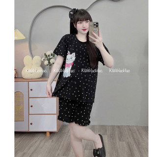 Bộ bầu - bộ sau sinh - BỘ ĐŨI COTTONG CHẤM BI MÈO - 3 Màu