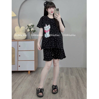 Bộ bầu - bộ sau sinh - BỘ ĐŨI COTTONG CHẤM BI MÈO - 3 Màu