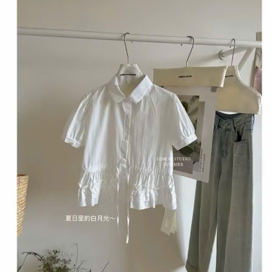 Áo Sơ mi cộc tay tầng bèo thanhhuyen clothing hàng QC loại 1