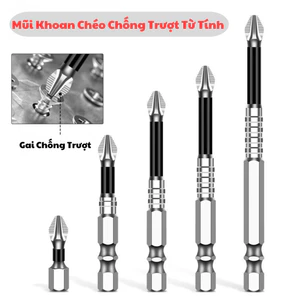 Bộ Mũi Khoan Từ Tính Chống Trượt, Mũi Khoan Chéo Chống Trượt Máy Khoan Cầm Tay Tua Vít Điện Độ Cứng Cao Chống Mài Mòn