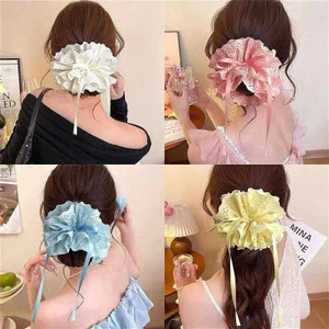 Dây buộc tóc, dây cột tóc ren nhiều lớp búi tóc ren dây ruy băng hottrend