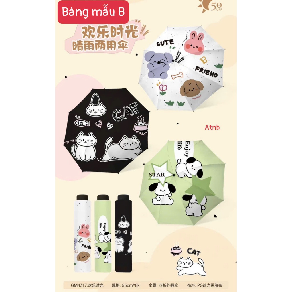 Ô gấp gon họa tiết hoạt hình siêu cute