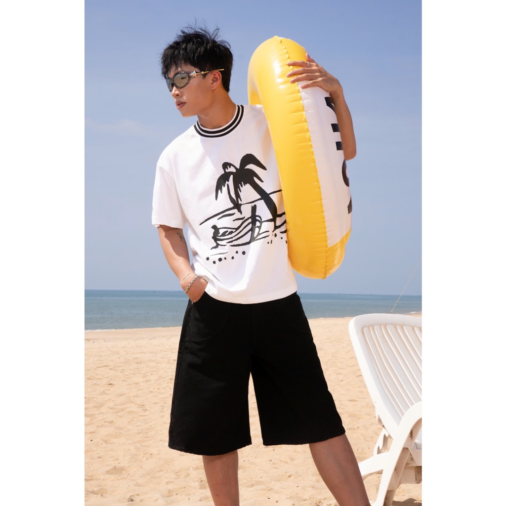 Ảnh Quần short Lửng jean nam màu đen NEXY phom rộng CAPMAN CLUB, quần lửng trẻ trung thoải mái 1