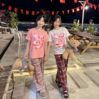 Bộ Bé Gái áo thun kèm quần nơ form rộng in hình cute chất vải cotton mềm mịn cho bé 7-47kg