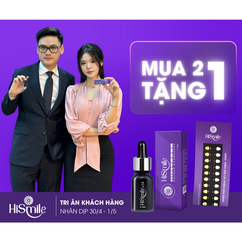 Ảnh TRỊNH DUY x HISMILE, Tinh chất trắng răng cao cấp HiSmile V34 - 10ml, Mua 2 lọ tặng 1 lọ 1