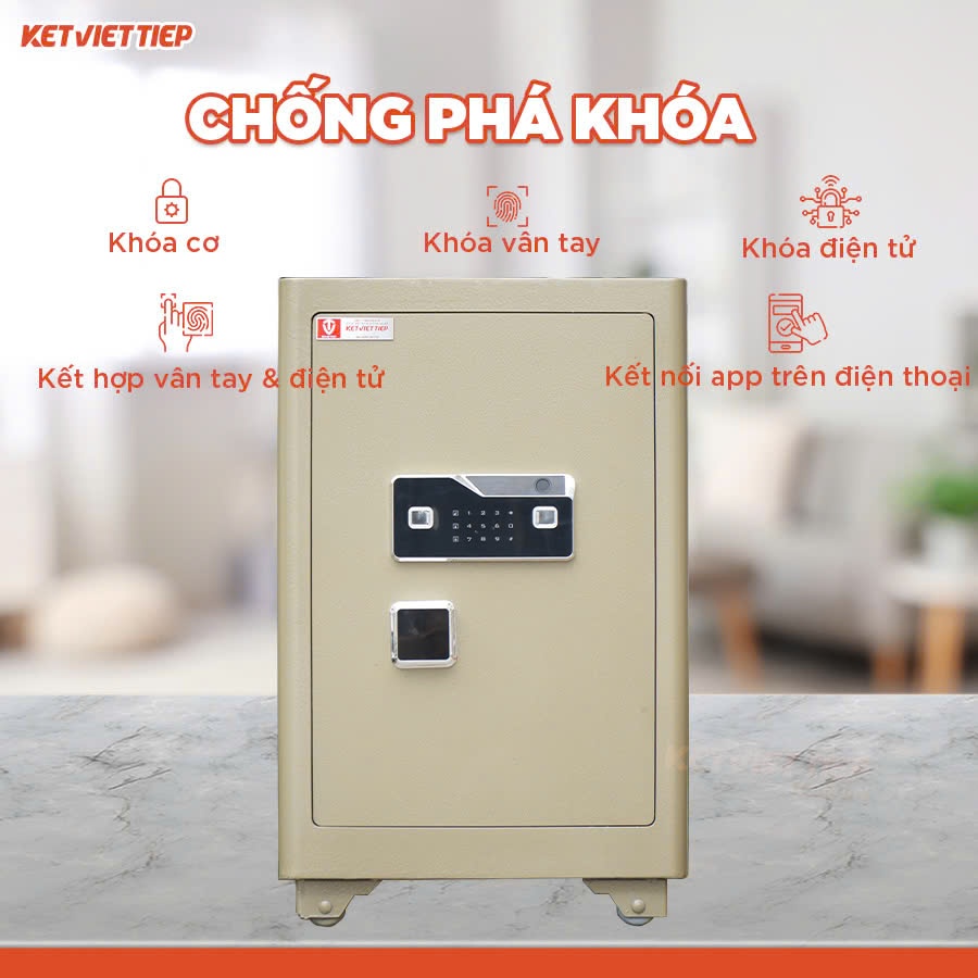 Két Sắt Việt Tiệp SC120VTDT Vân Tay Điện Tử Cảnh Báo Thông Minh Về APP Điện Thoại