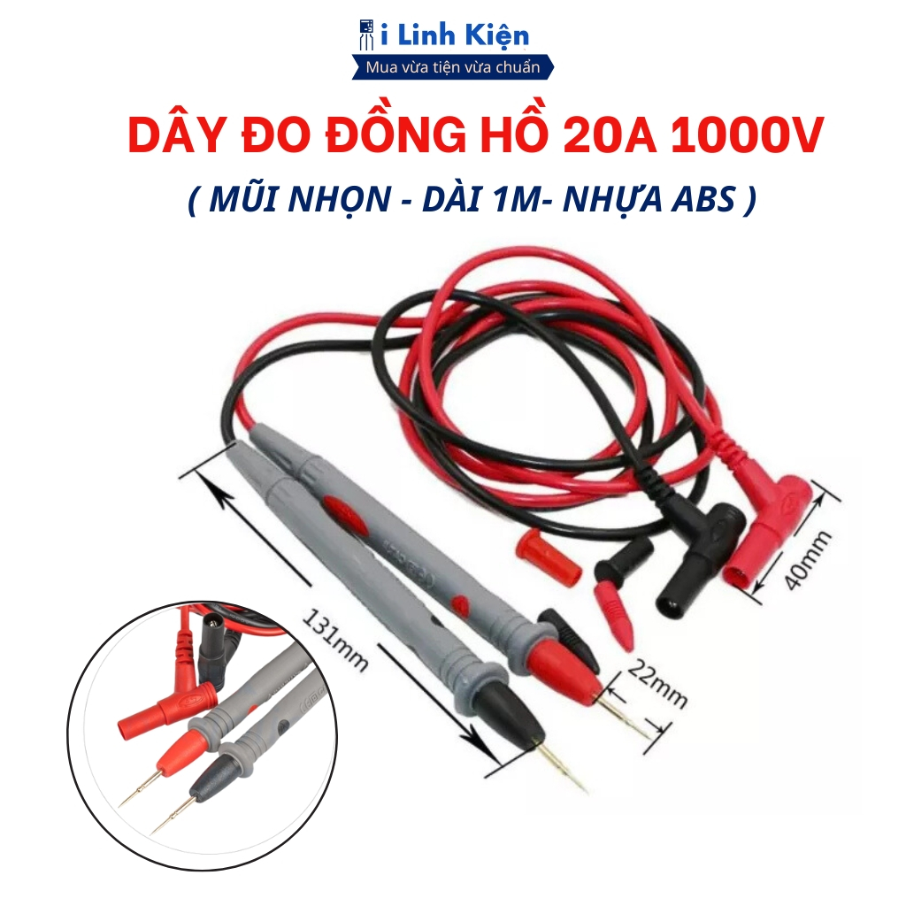 Dây đo que đo đồng hồ vạn năng 20A 1000V mũi nhọn bình dân chính hãng ILinhkien