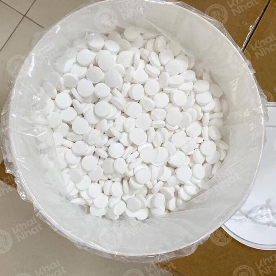 Clo xử lý nước Khai Nhật Xô 5Kg dạng viên sủi 2g xử lý nước, Clo viên,TCCA diệt khuẩn ,clo bể bơi
