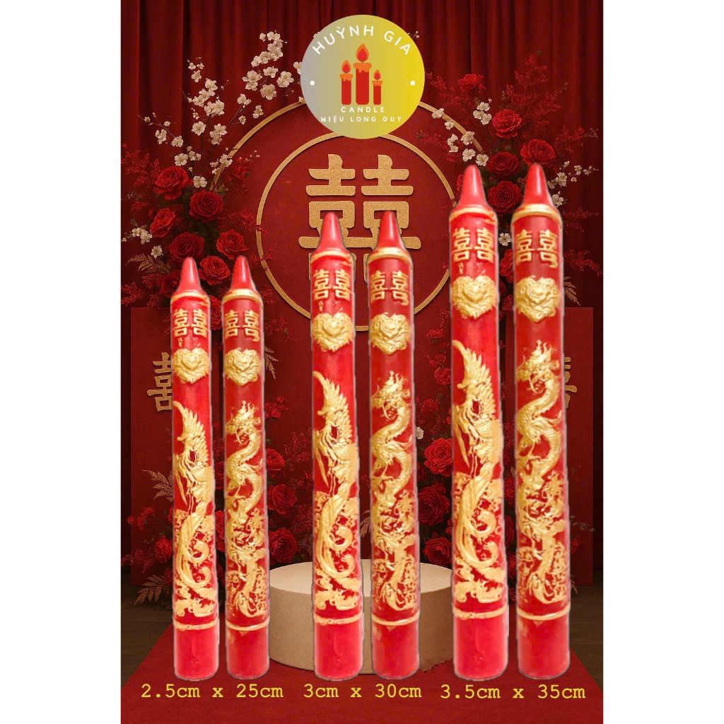 Nến Cưới TRUYỀN THỐNG Cao Cấp | Đèn Cầy Cưới Long Phụng | Lễ Gia Tiên - Ăn Hỏi - Huỳnh Gia Candle