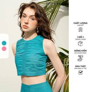 511TO2026 - Top hồng/ xanh xếp nhún thân trước ADORE DRESS
