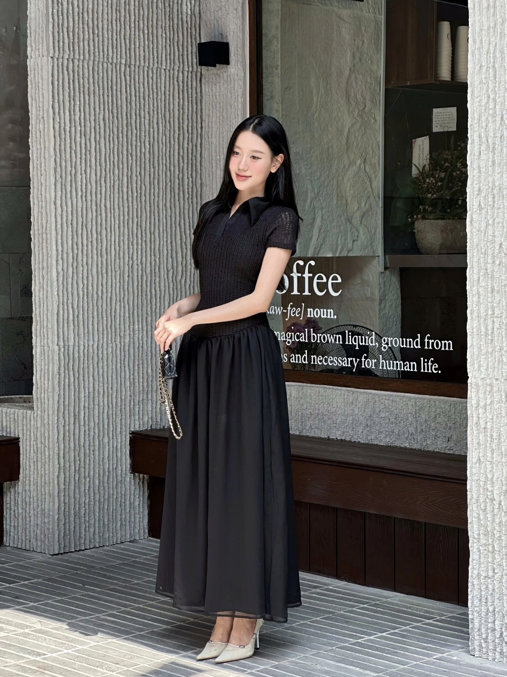 Ảnh Đầm Nữ Cổ Sơ Mi Tay Ngắn Dáng Dài Xòe Dịu Dàng Nữ Tính - HARDI DRESS -  GOÛT DE JUN 1