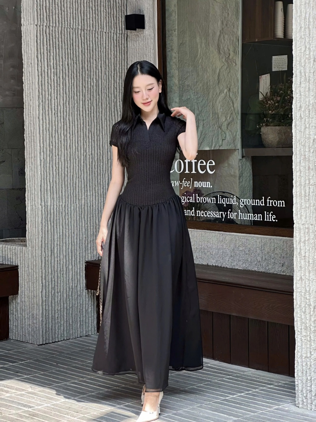 Ảnh Đầm Nữ Cổ Sơ Mi Tay Ngắn Dáng Dài Xòe Dịu Dàng Nữ Tính - HARDI DRESS -  GOÛT DE JUN 3