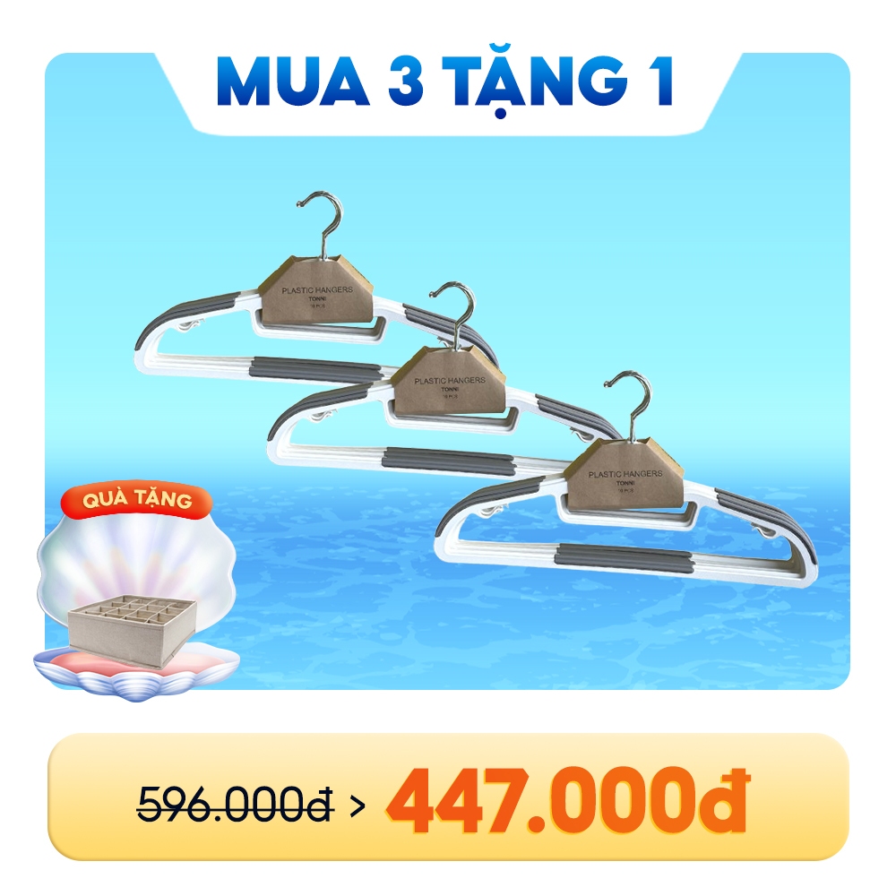 Ảnh Bộ 10 móc áo | JYSK Tonni | nhựa màu xám trắng | 41.5x23x0.6 cm 1
