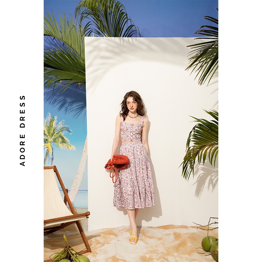 Ảnh 511TO3019 - Áo crop hàng khuy paisley hồng  ADORE DRESS 4