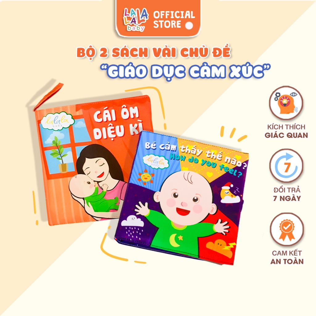 Bộ 2 sách vải Lalala Baby Đồ chơi cho bé sơ sinh Giáo dục cảm xúc: Bé cảm thấy thế nào và Cái ôm diệu kỳ