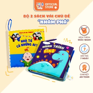 Bộ 2 sách vải Lalala Baby LIFT A FLAP, Hành Trình Của Dino và Nhà Tớ Có Những Ai? phát triển toàn diện bé 0 - 4 tuổi