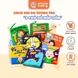 Sách vải đồ chơi cho bé sơ sinh đa tương tác Lalala Baby nhiều chủ đề kích thước lớn 18x18cm
