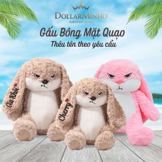 ( Thêu Tên ) Gấu Bông Thỏ Mặt Quạo Đáng Yêu, Cáu Kỉnh, Quà Tặng Người Yêu, Bé Nhỏ, Ý Nghĩa