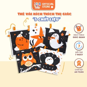 Thẻ vải kích thích thị giác cho bé. Bộ ĐỒ CHƠI 5 CHẤT LIỆU Lalala baby. THE5CL01