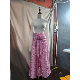 Set áo nhúng cổ tròn tay ren mix chân váy hoa maxi xẻ tà siêu tôn dáng dành cho nữ mặc đi chơi xinh - Baotrang.clothes