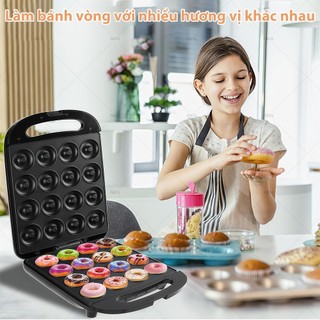 Máy Làm Bánh Donut 750W(SẴN HÀNG),16 khuân Bánh Rán Nhỏ Hoạt động Nấu ăn độc đáo