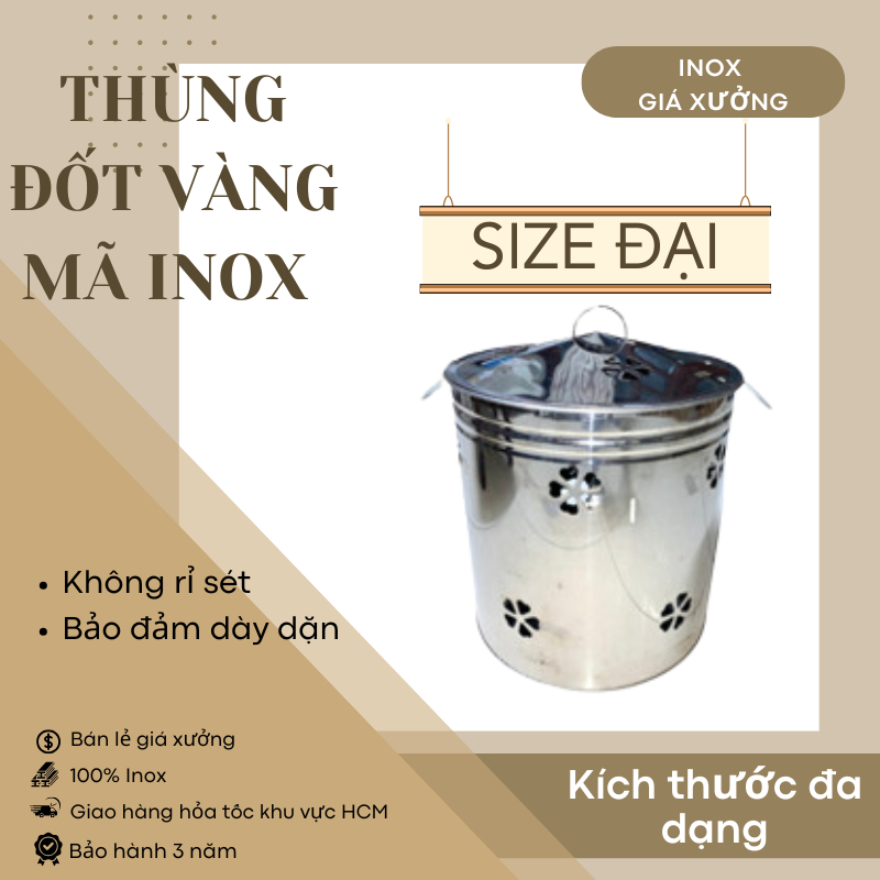 [SIZE TO] Thùng đốt vàng mã inox nhiều kích thước, thùng đốt giấy inox ...