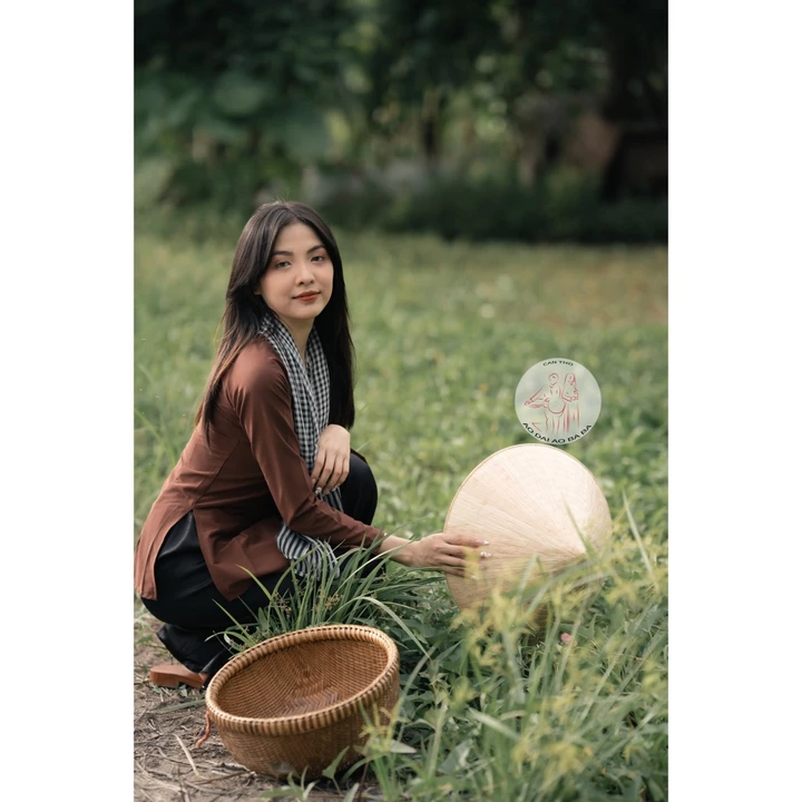 Bộ áo bà ba lụa nâu - Có bộ bà ba Bigsize- may sỉ bà ba toàn quốc - May bộ bà ba theo yêu cầu