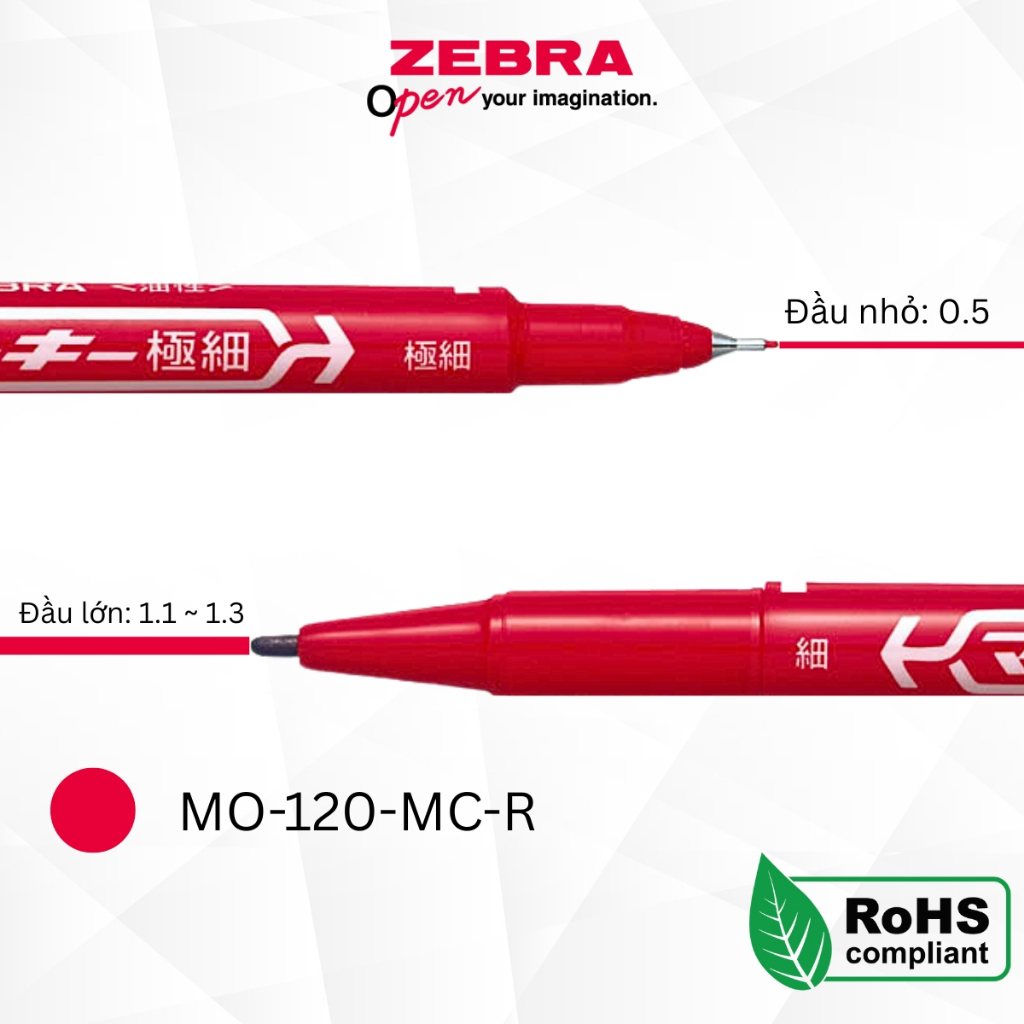 Ảnh Bút Lông Dầu Zebra MO-120 2 Đầu 0.5mm & 1.1-1.3mm - Mực Đậm, Viết Mượt, Đen/Đỏ/Xanh [Chính hãng] 4