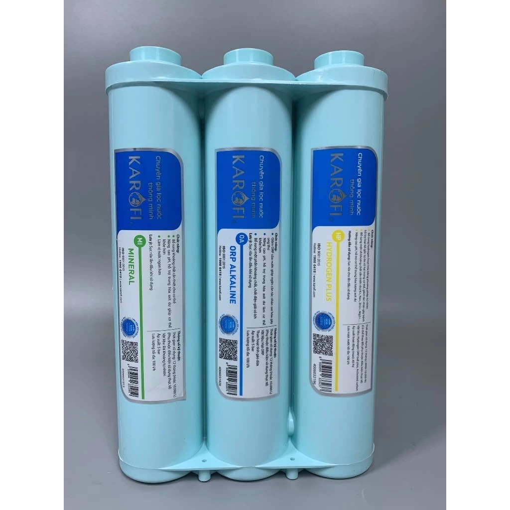 Bộ 10 lõi lọc nước Karofi gồm 123 Smax Pro V, Màng Ro Hàn 100GPD, bộ lọc chức năng Smax HP 6.2 cho model KAQ-X16