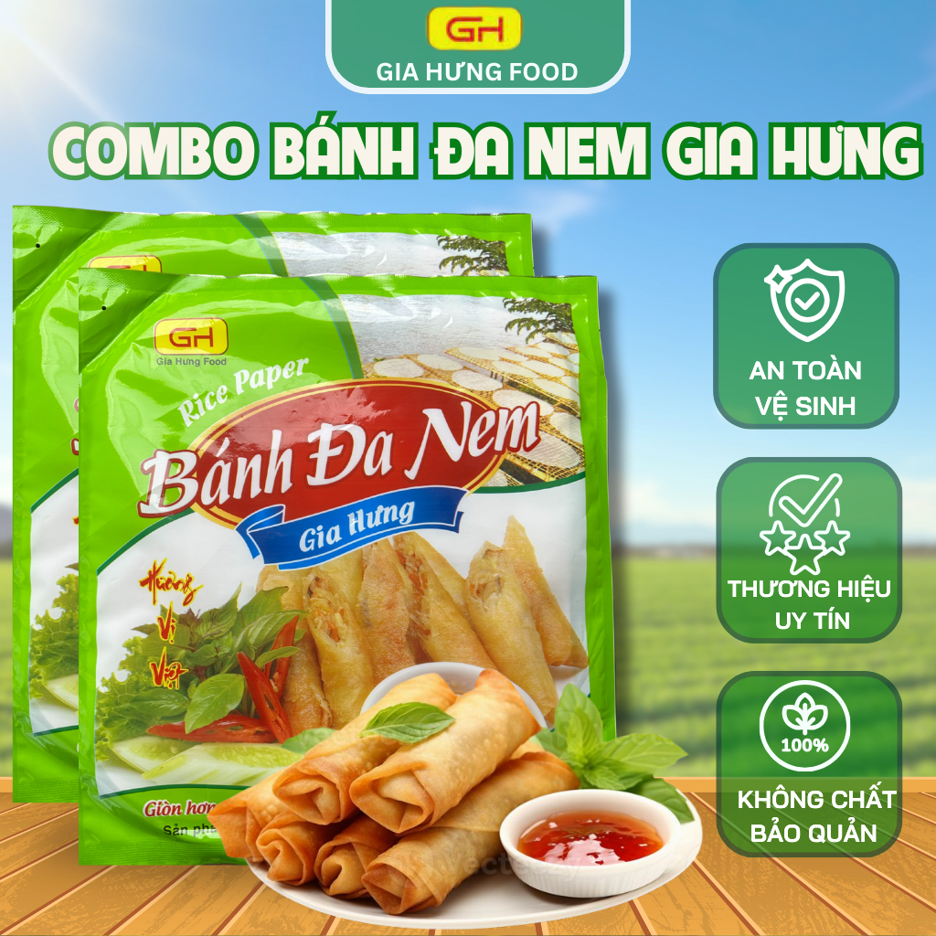 Bánh Đa Nem Gia Hưng túi 20 lá - COMBO Bánh Tráng Cuốn Nem Rán, Giòn Hơn, Ngon Hơn