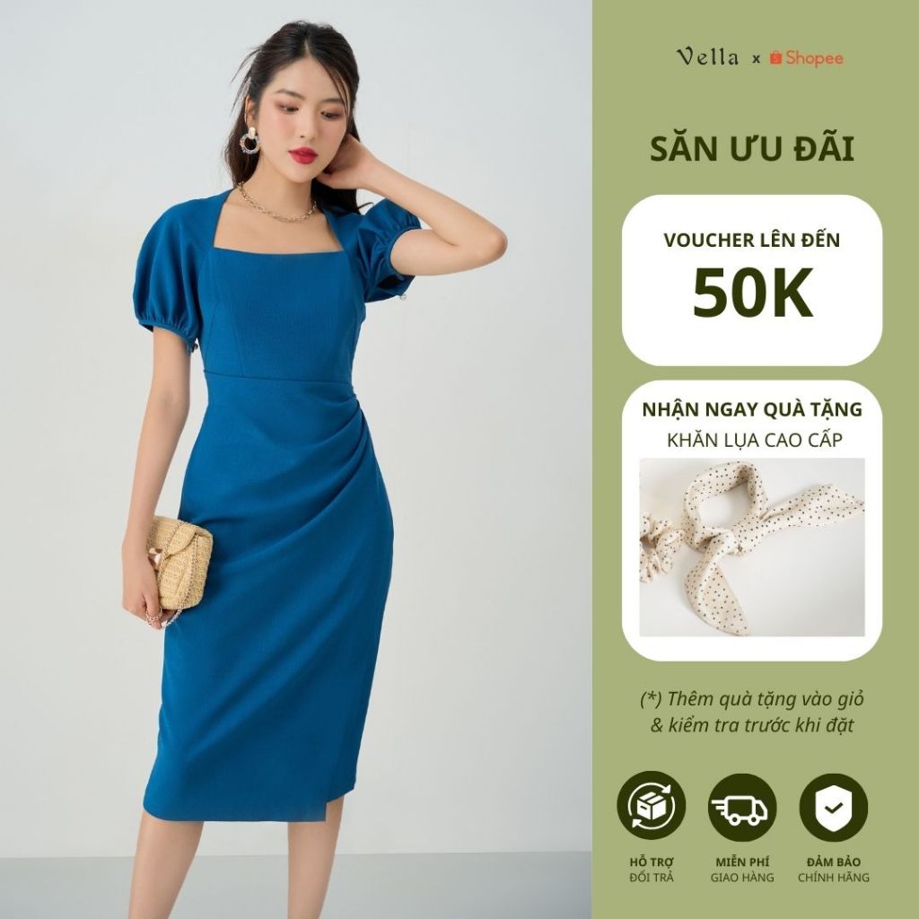 Vella Fashion đầm công sở che bụng VD23042