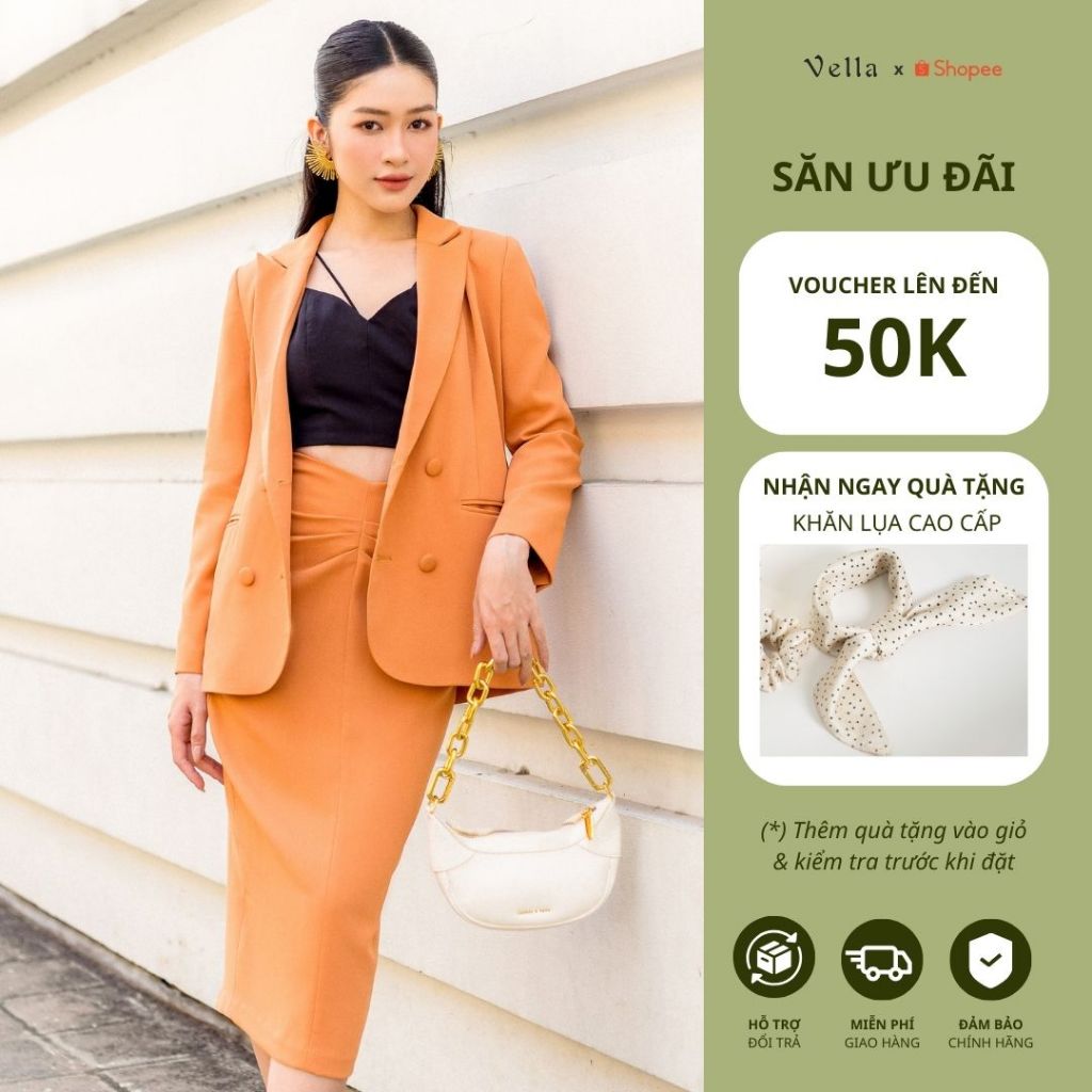 Chân váy bút chì midi dáng dài, váy công sở Vella Fashion VV22091