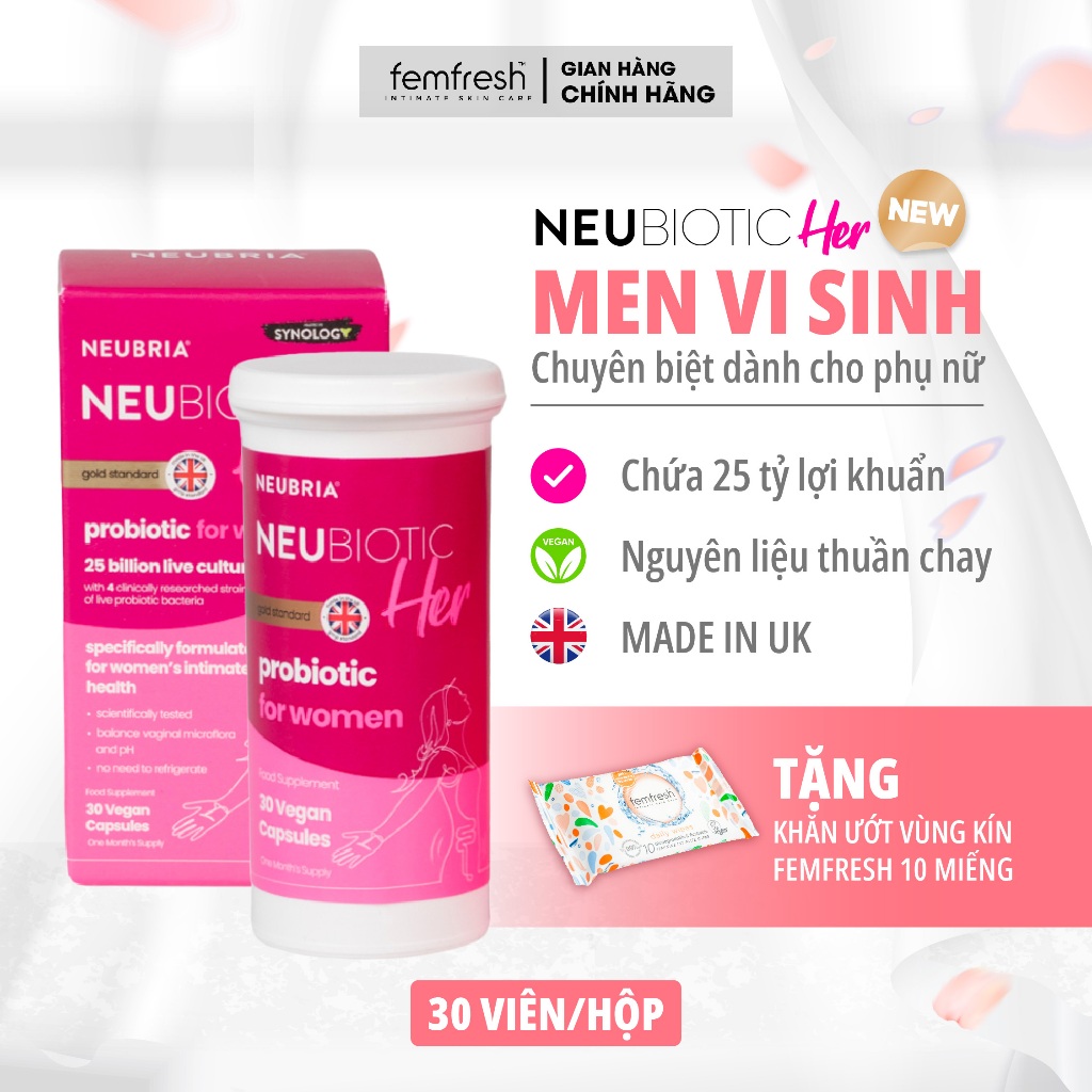 Ảnh Men vi sinh Neubiotic Her ngăn ngừa vấn đề phụ khoa, bổ sung lợi khuẩn, cải thiện hệ tiêu hoá 30 viên/ hộp - Mới 1
