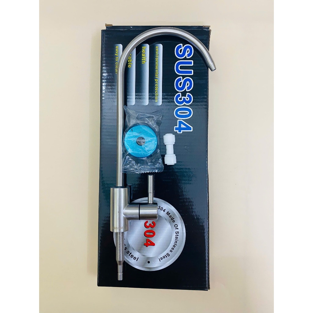 Vòi lấy nước Forseti Inox 304, Vòi cố ngỗng cắm nhanh đầy đủ phụ kiện dùng cho máy lọc nước RO - Hàng chính hãng