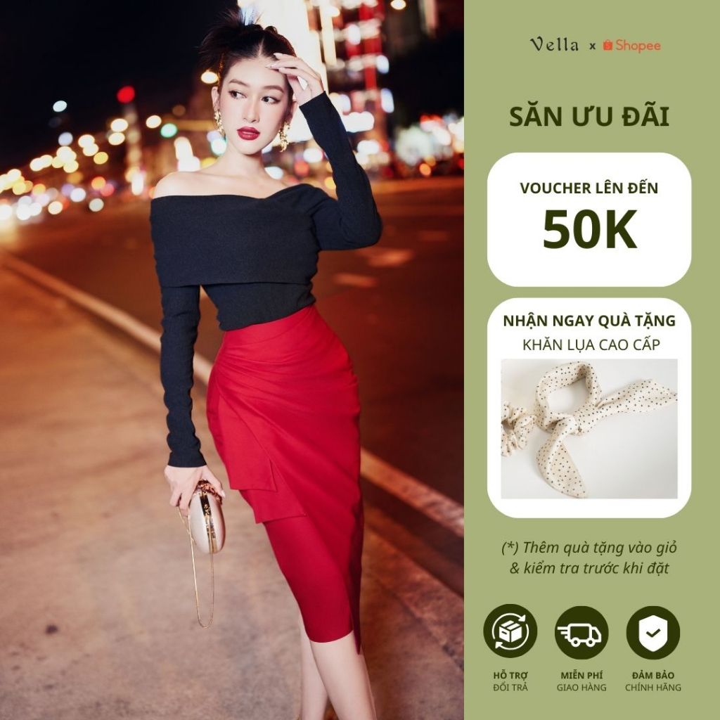 Vella Fashion chân váy bút chì cách điệu ở eo sang chảnh, chân váy công sở, chân váy đi tiệc VV21127