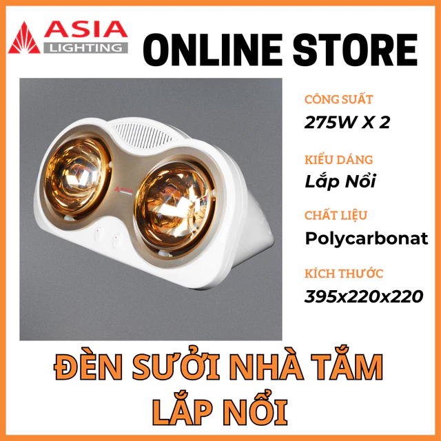 Đèn Sưởi Nhà Tắm, Đèn Sưởi Âm Trần Nhà Tắm, Đèn Sưởi – ASIA, Đèn Sưởi 3 Bóng Chính Hãng