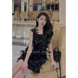 Váy 2 dây đính nơ ép đá nhiệt chất liệu tuyết mưa cao cấp dành cho nữ mặc đi chơi hẹn hò xinh đẹp - Baotrang.clothes