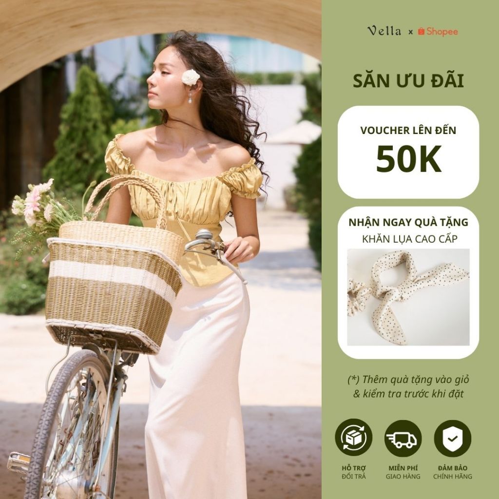 Vella Fashion - Set AMELIA áo corset nhún ngực phối nơ và chân váy đuôi cá lụa VA25026 VV25031