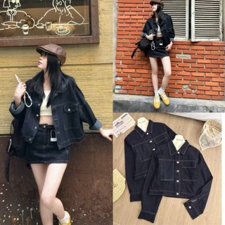 Áo Denim Ngắn Croptop 247store Áo Khoác Jeans Nữ Dáng Lửng