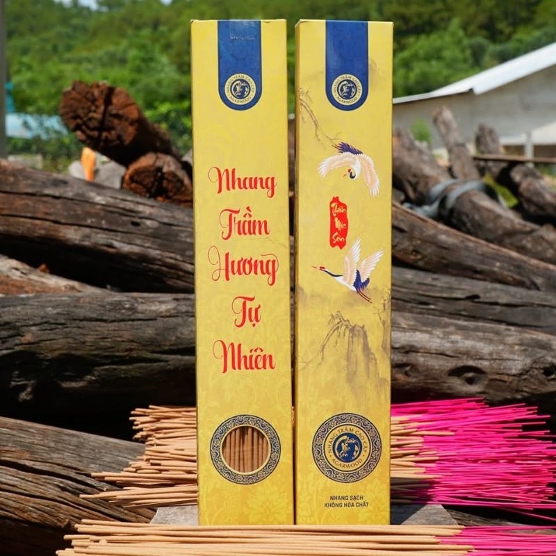 [Hộp 200 Cây 40Cm] Nhang Trầm Hương Thiên Mộc Sơn - Mùi Thơm Thơm Dịu Ngọt - Ít Khói Không Cay Mắt
