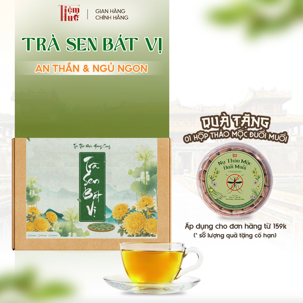 Trà Lá Sen Bát Vị, Công Thức Ngự Y, 8 Vị Dược Liệu Quý, Loại 1,Giảm Mỡ Máu, Ngủ Ngon, An Thần, Ổn Định Đường Huyết
